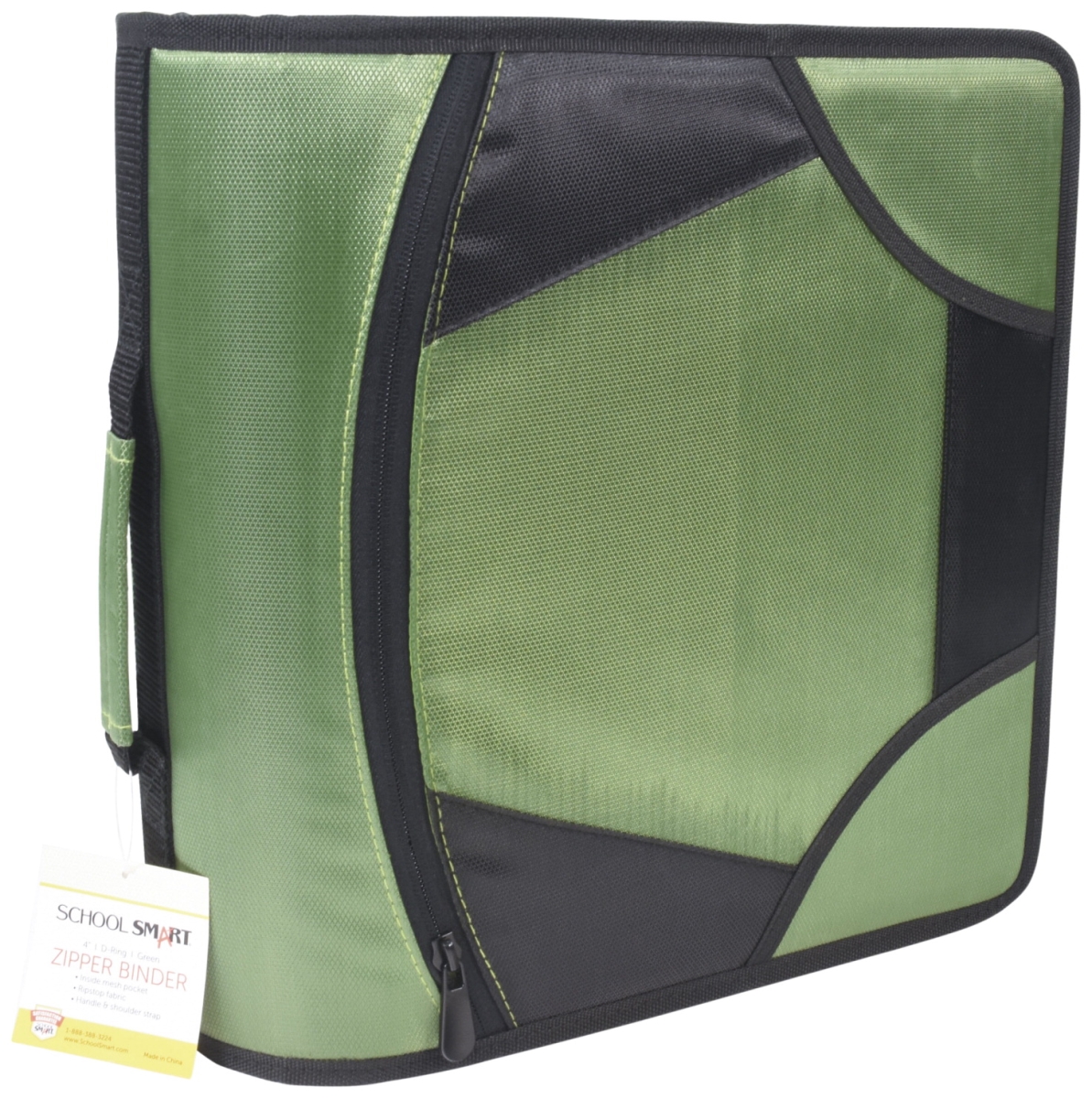 2019471 4 In. D-ring Zipper Binder With Tabs, Green