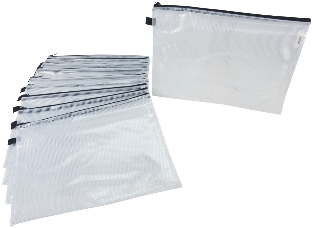2018753 12 X 16 In. Mesh Zippered Bag, Clear With Black Trim - Pack Of 10