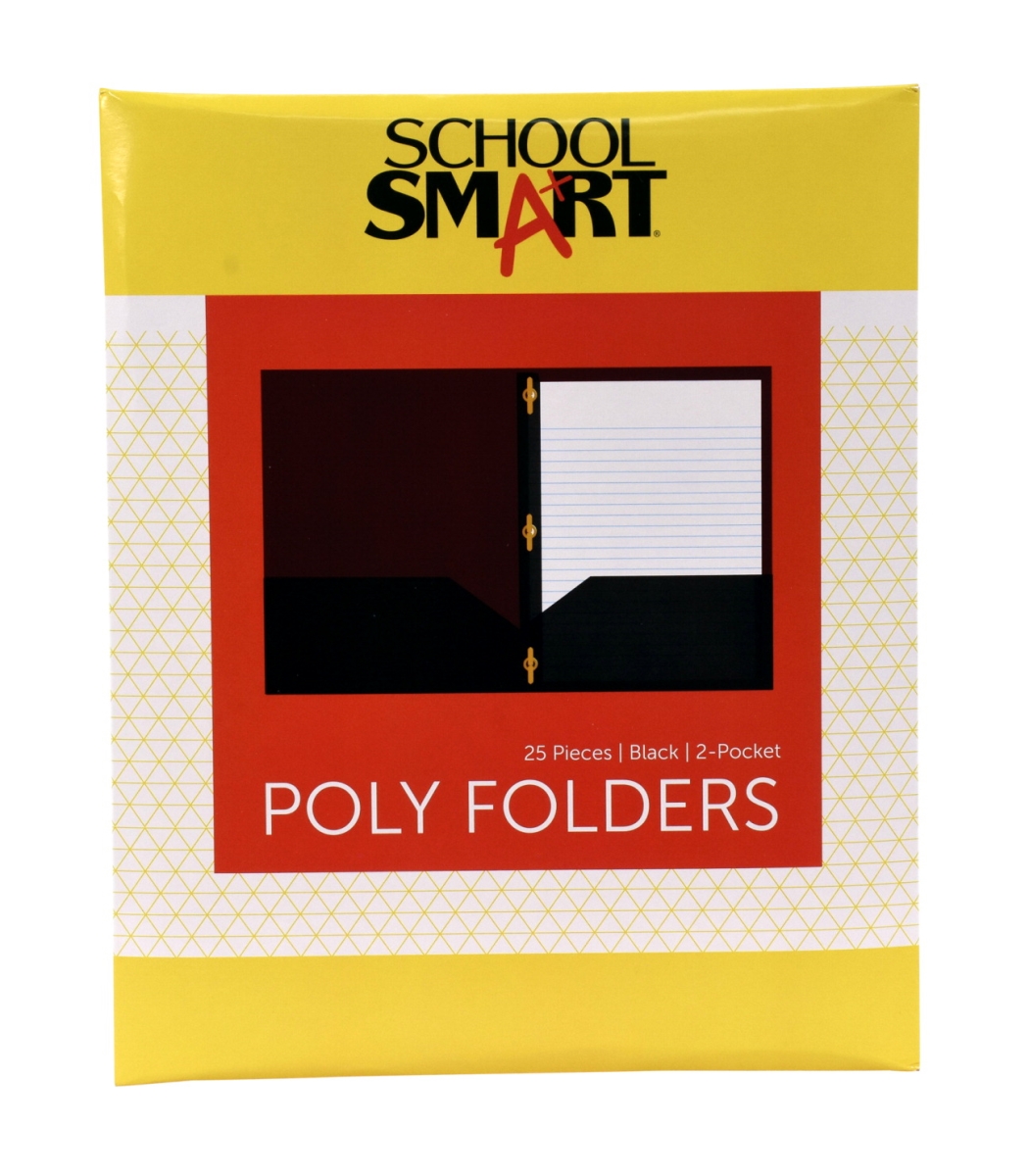 2019633 Heavyweight Two-pocket Poly Folder With Fasteners, Black - Pack Of 25