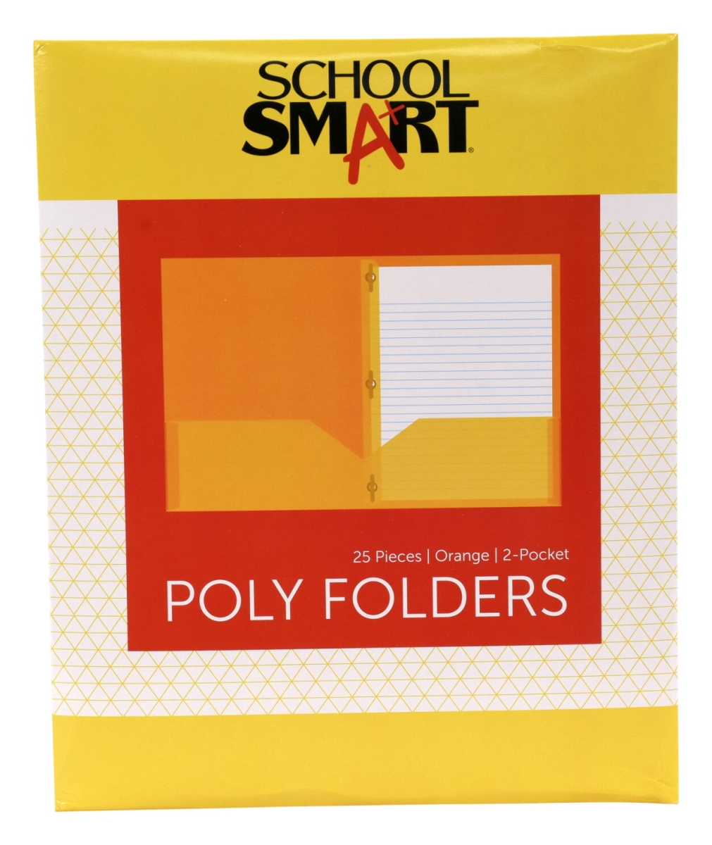2019645 Heavyweight Two-pocket Poly Folder With Fasteners, Orange - Pack Of 25