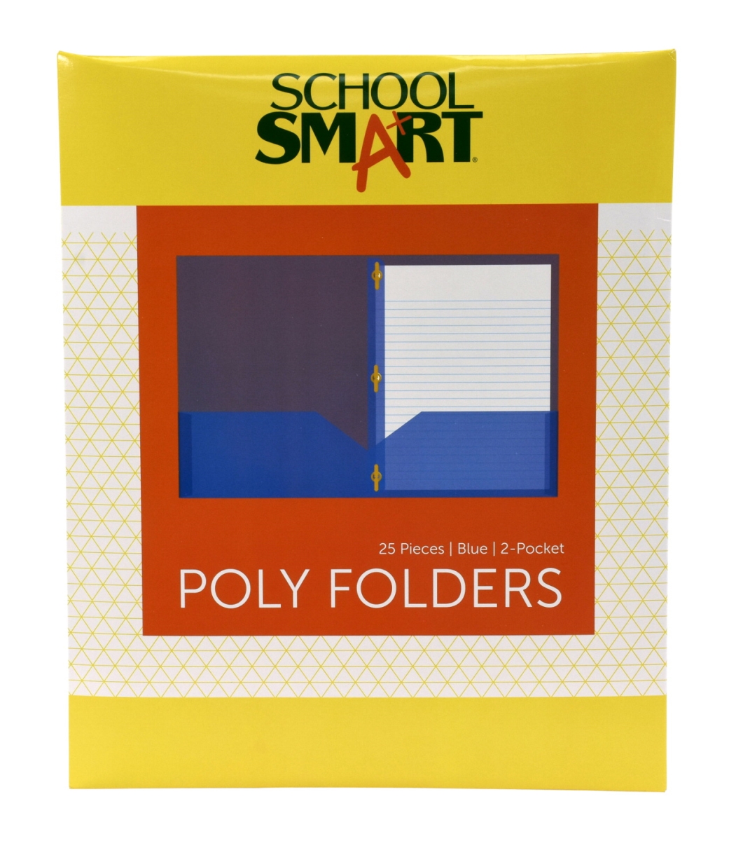 2019638 Heavyweight Two-pocket Poly Folder With Fasteners, Blue - Pack Of 25