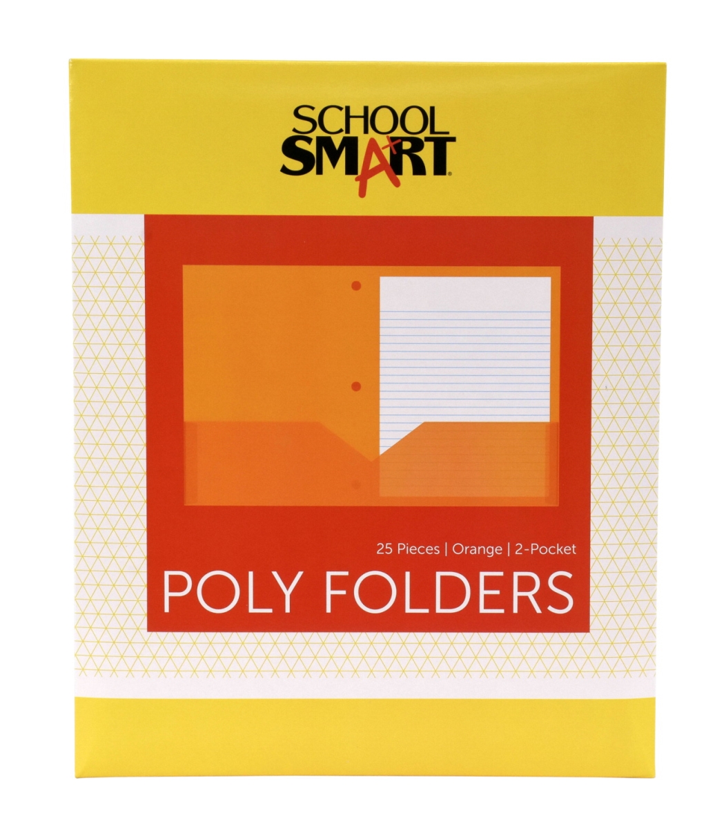 2019629 Heavyweight Two-pocket Poly Folder With Three-hole Punch, Orange - Pack Of 25