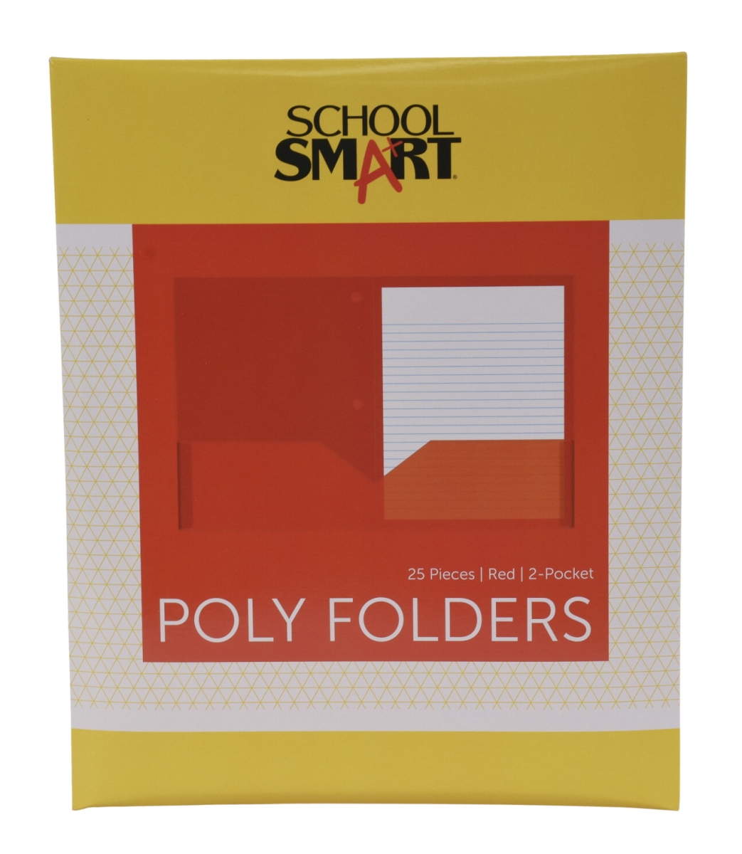 2019644 Heavyweight Two-pocket Poly Folder With Three-hole Punch, Red - Pack Of 25