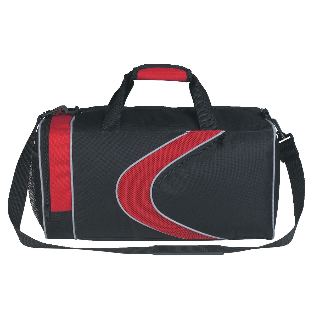 19 X 10 In. Sports Duffle Bag, Polyester & Microfiber - Red & Black