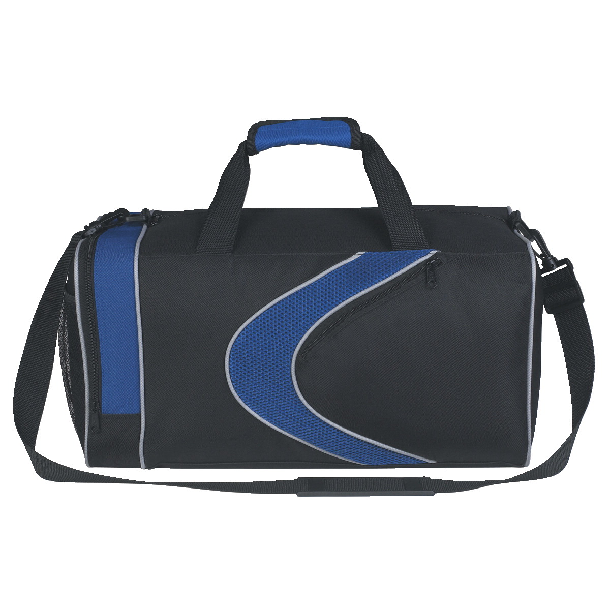 19 X 10 In. Sports Duffle Bag, Polyester & Microfiber - Royal Blue & Black
