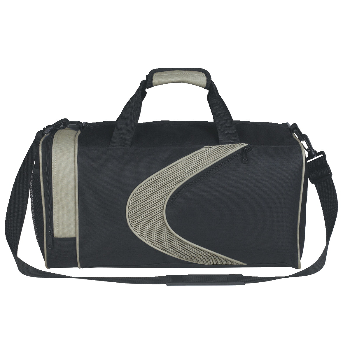 19 X 10 In. Sports Duffle Bag, Polyester & Microfiber - Black With Gray