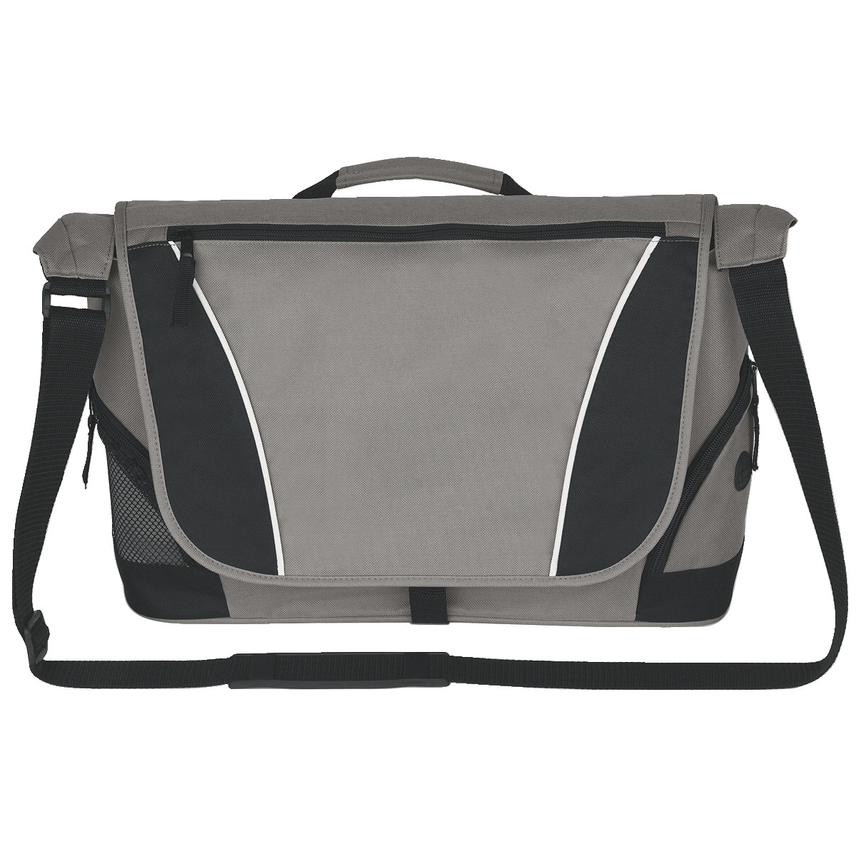 20 X 12 In. Messenger Bag, Polyester - Gray With Black