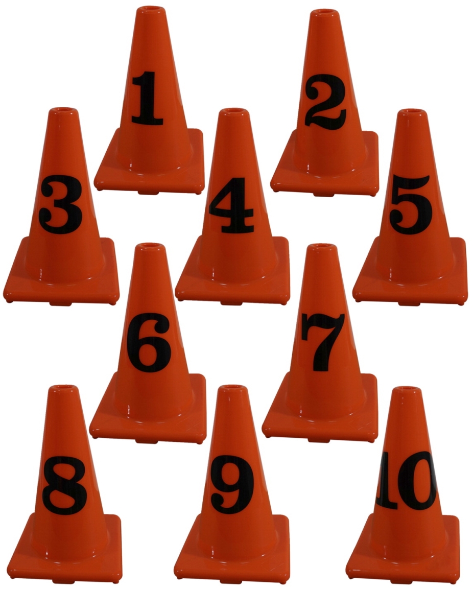 1569066 12 In Poly- Numbered Cones, Orange & Black