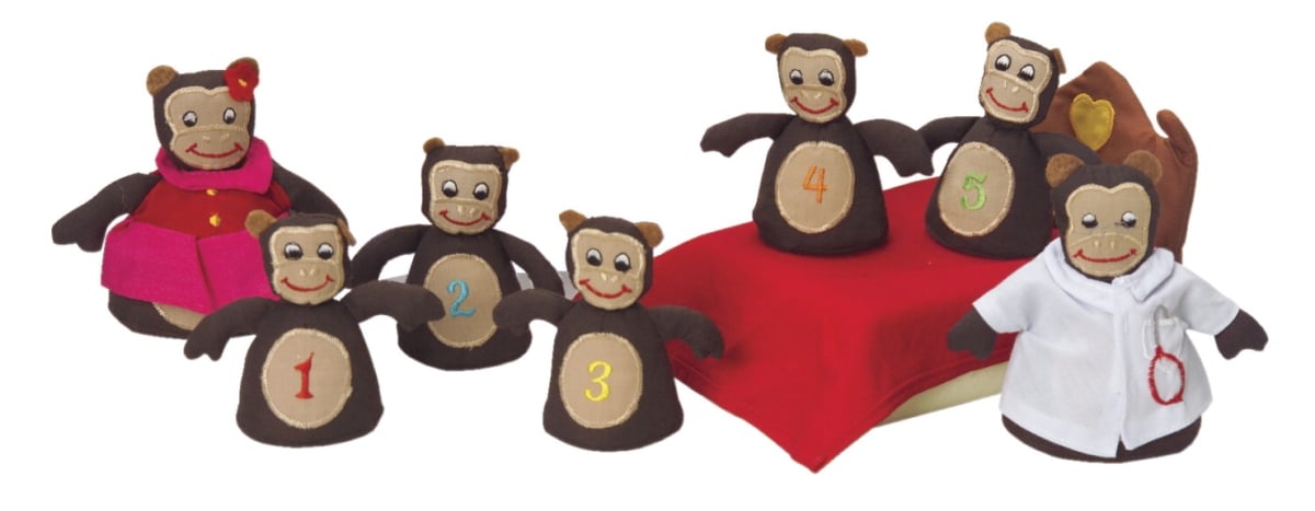 Marvel Education 1531969 Marvel Education Puppet & Props For Monkeys Jumping On The Bed, Set Of 8