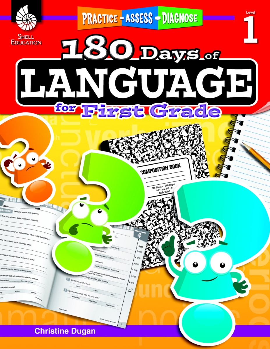 1495922 Practice Assess Diagnose - 180 Days Of Language Book, Grade 1