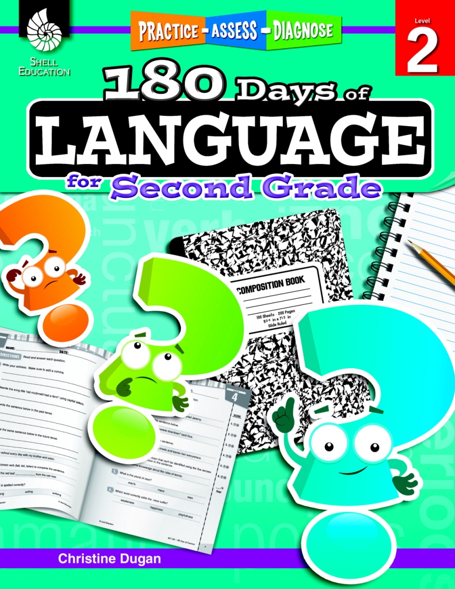 1495923 Practice Assess Diagnose - 180 Days Of Language Book, Grade 2