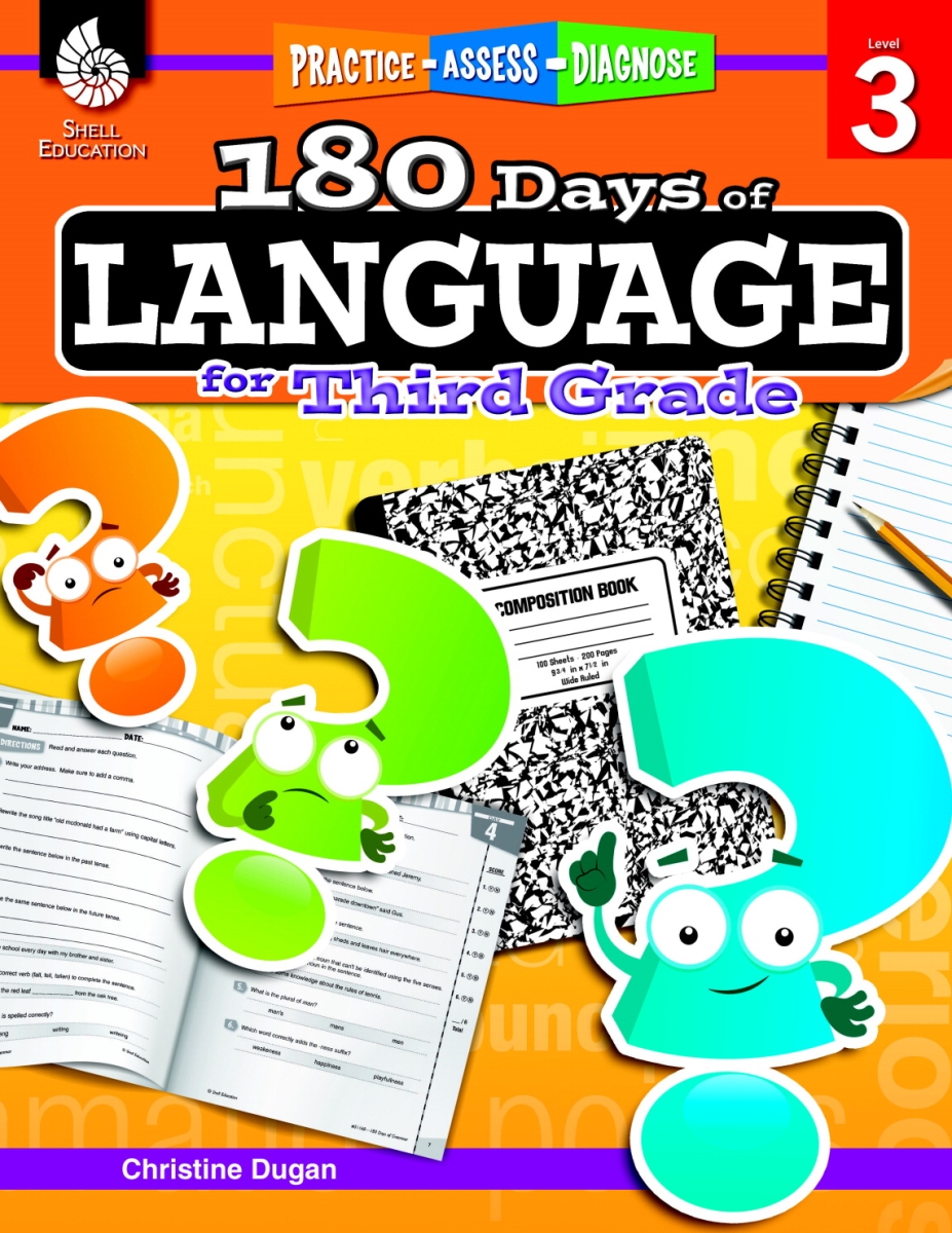 1495924 Practice Assess Diagnose - 180 Days Of Language Book, Grade 3
