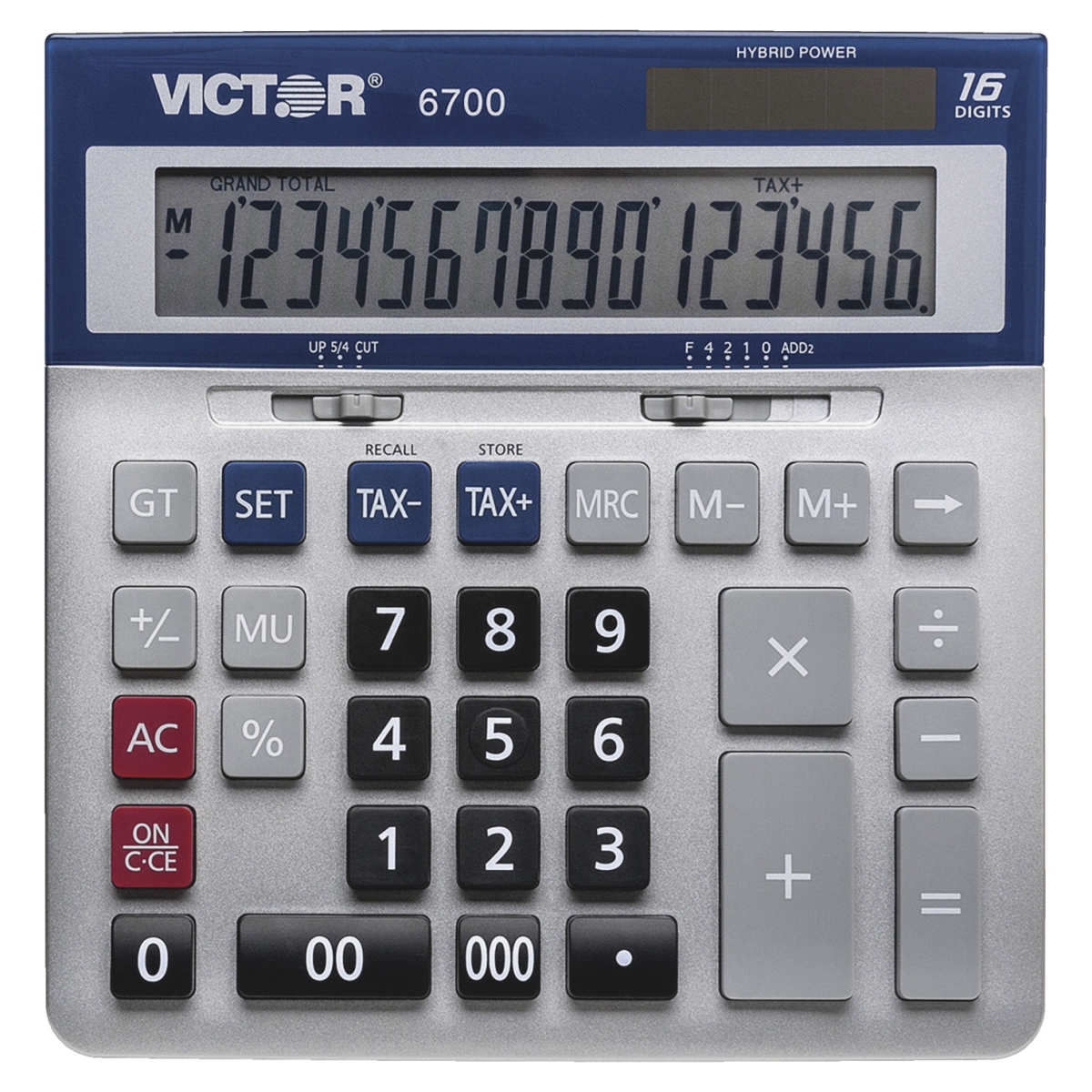 Victor Technology 1572241 16-digit Desktop Calculator, Silver & Blue