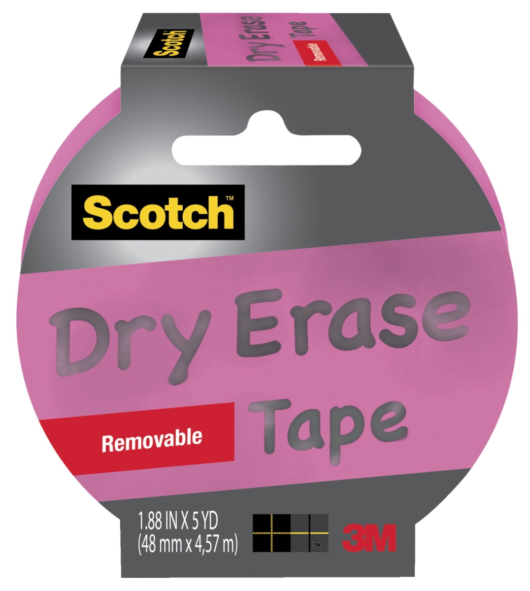 Scotch 1571920 Dry Erase Removable Tape, 1.88 In. X 5 Yards - Pink