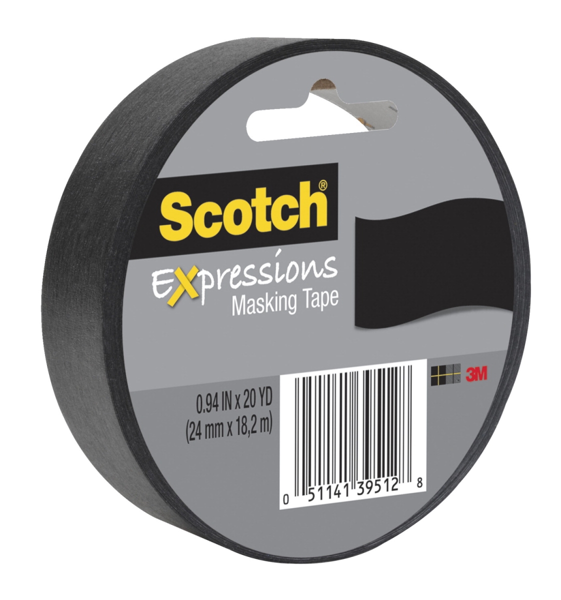 Scotch 1564377 Expressions Masking Tape, 0.94 In. X 20 Yards, Black