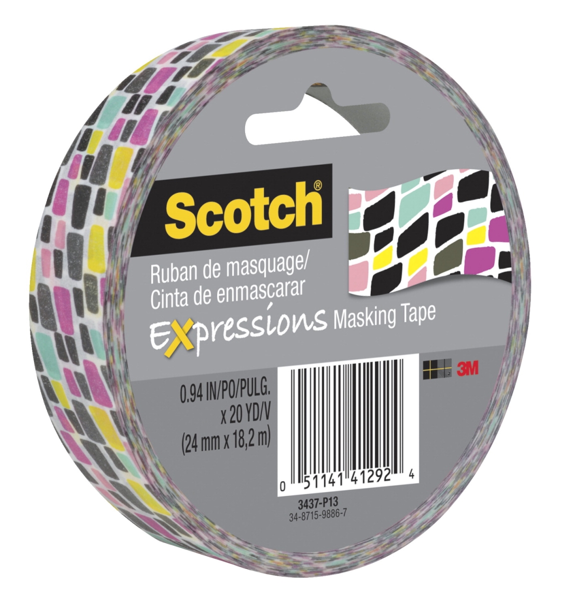 Scotch 1564387 Expressions Masking Tape, 0.94 In. X 20 Yards, Brick Graffiti