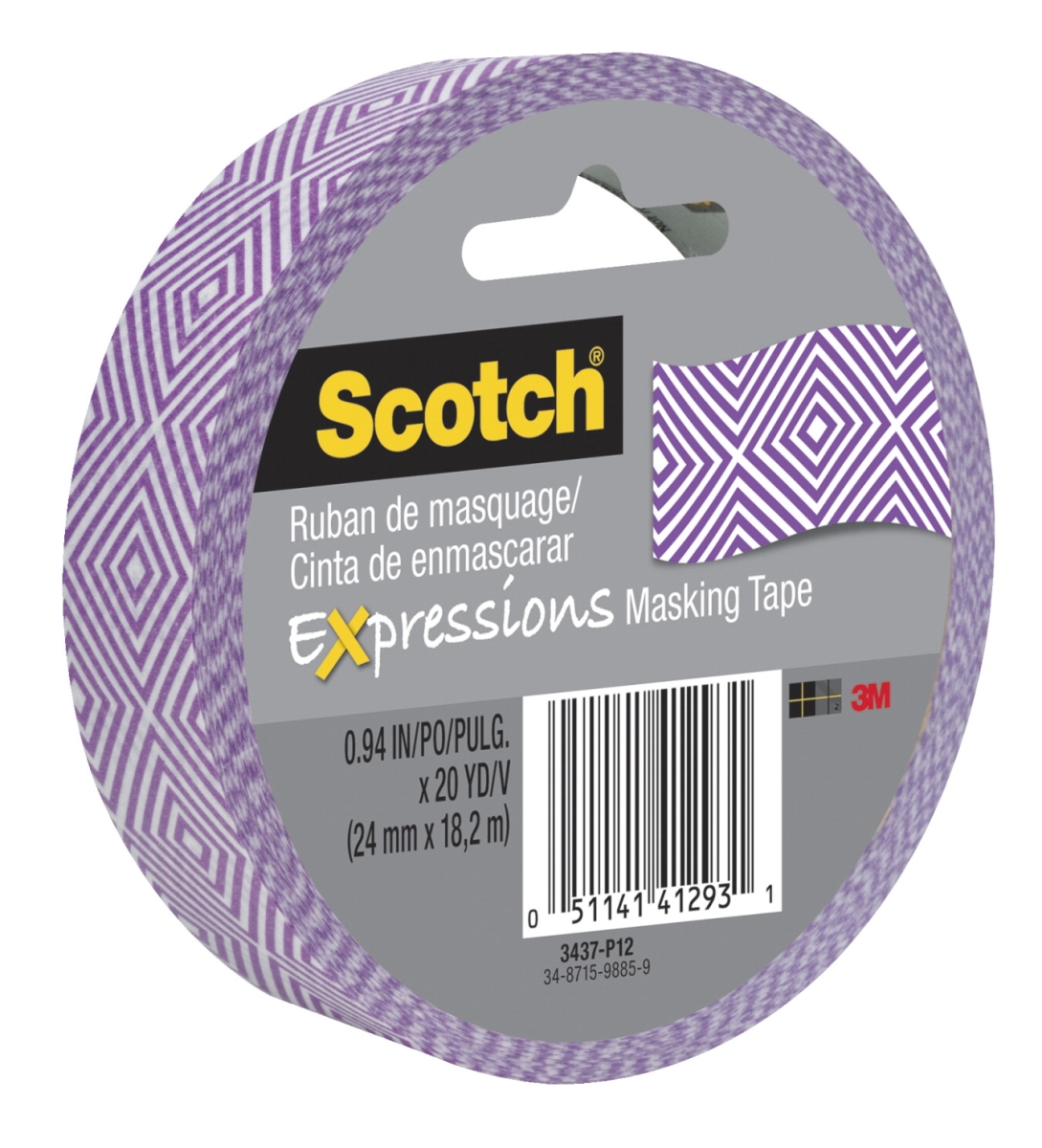 Scotch 1564386 Expressions Masking Tape, 0.94 In. X 20 Yards, Purple Mosaic