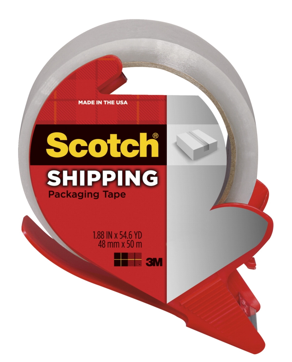 Scotch 1574777 Shipping Packaging Tape With Dispenser, 1.88 In. X 54.6 Yards, Clear