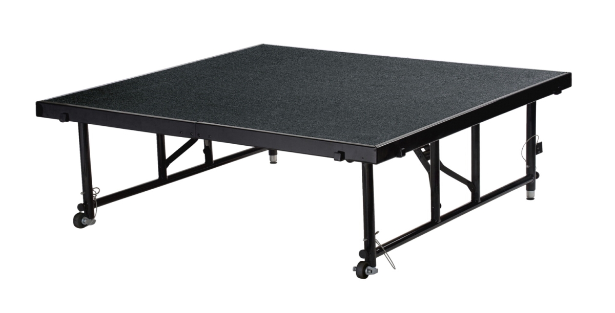 1584450 48 In. Adjustable Portable Stage With Gray Carpet