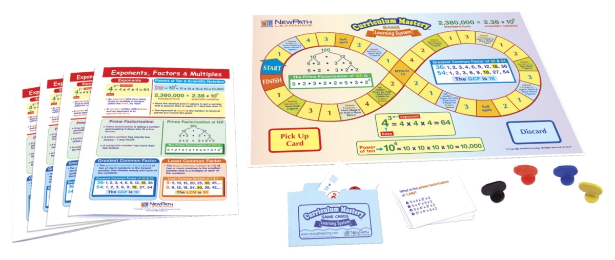 1571226 Learning Exponents Factors & Multiples Learning Center Game, Grade 6-9