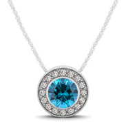 Elegant Color & Diamond Circle Pendant, Blue - 2 Size