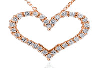 Pw29039-0.25 14r H-si-2 0.25 Carat Classic 14k Rose Gold Heart Pendant, H Si-2 Round