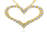 Pw29039-0.25 14y H-si-2 0.25 Carat Classic 14k Yellow Gold Heart Pendant, H Si-2 Round
