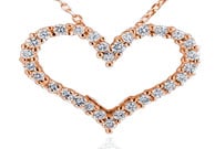 Pw29039-0.33 14r H-si-2 0.33 Classic 14k Rose Gold Heart Pendant, H Si-2 Round
