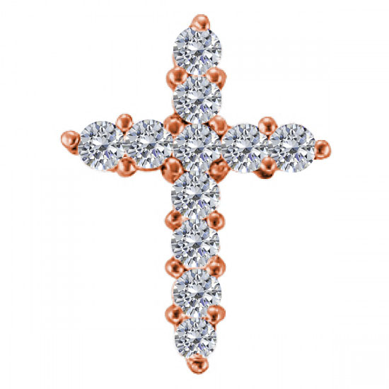 Pw29040-0.15 14r I-i-1 0.15 Carat 14k Rose Gold I-i-1 Classic Diamond Cross Pendant