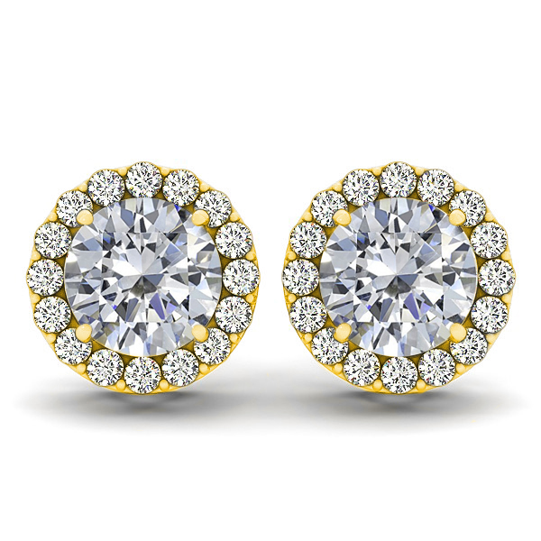 E827-100 H-si-2 100 Carat H Color Si-2 14k Yellow Gold Diamond Stud Earrings