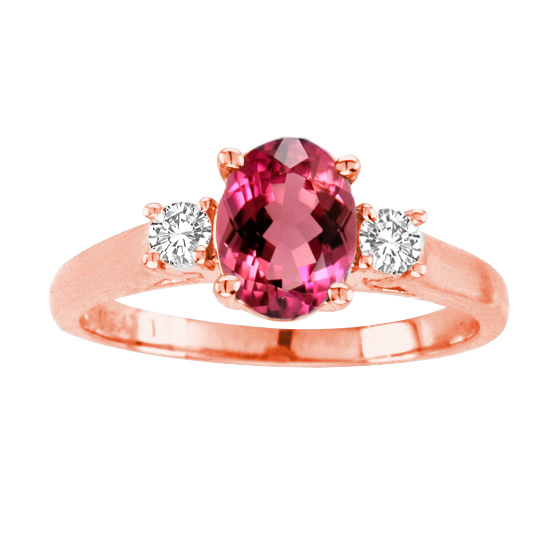 R3676-14r-rb86-si-2 8 X 6 In. 14k Rose Gold Oval Rubilite Si-2 Gemstone Anniversary Ring