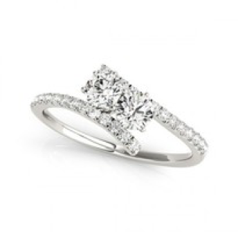 R781-1.0-14w-si-2 1.0 14k White Gold Two Stone Rings, Si-2 Round