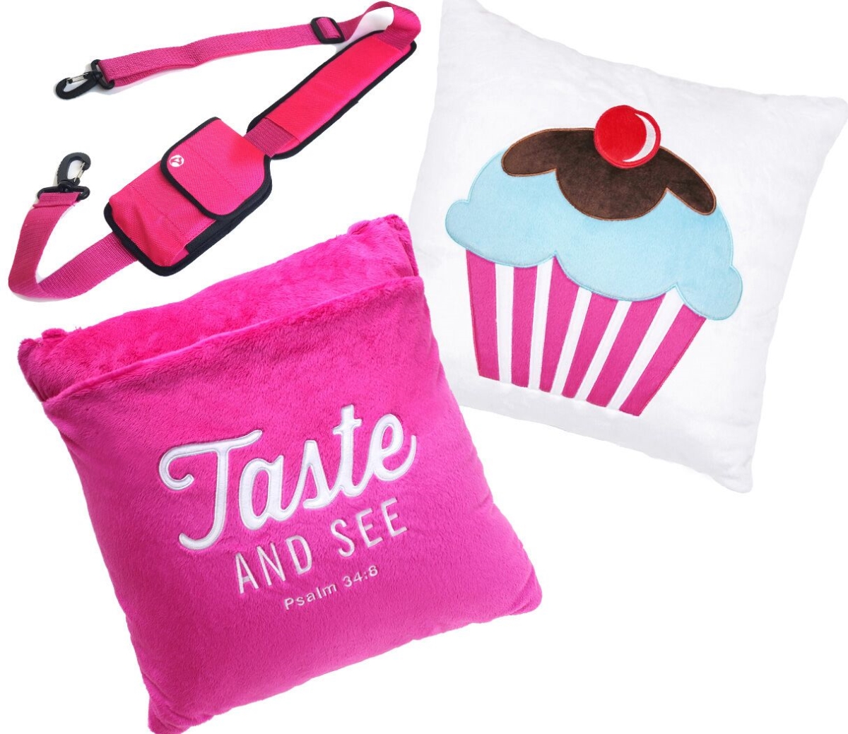 1001 Cupcake Plush Travel Pillow - Pink & White