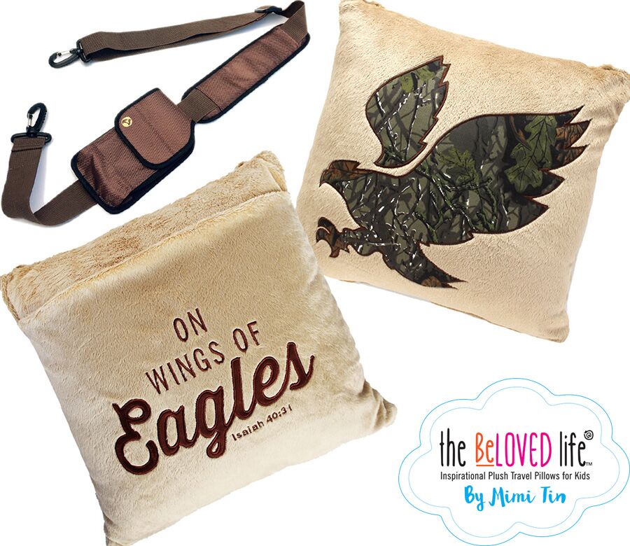 1007 Wings Of Eagles Plush Travel Pillow - Tan & Camo