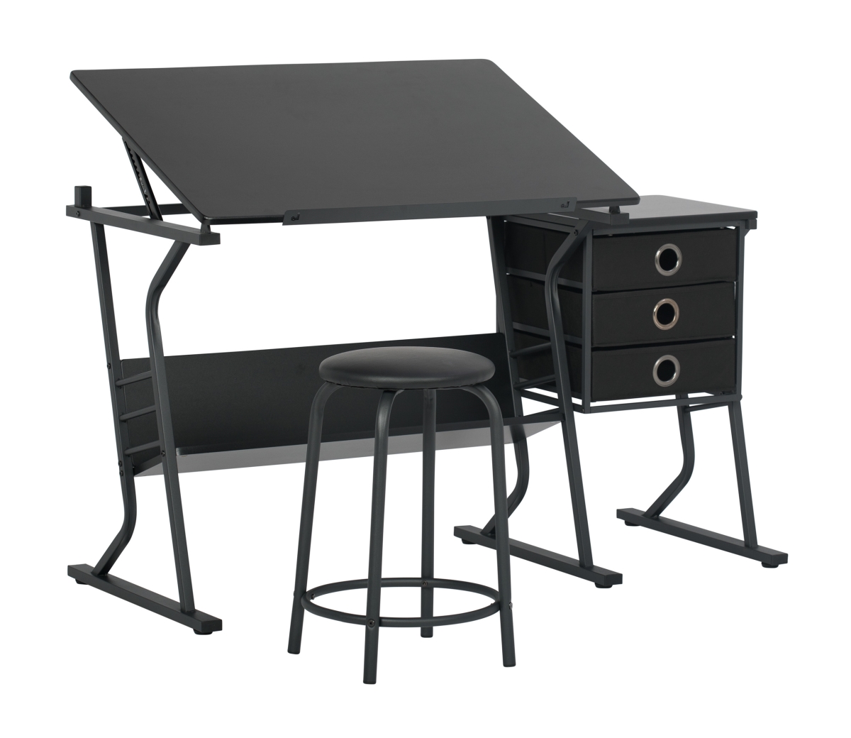 13393 2 Pc Eclipse Ultra Center, Craft & Drafting Table with Stool and Storage Drawers  35.5' Wide Angle Adjustable Art Desk