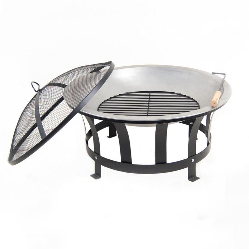 24 In. Solid Steel Constructed Round Fire Pit, Black