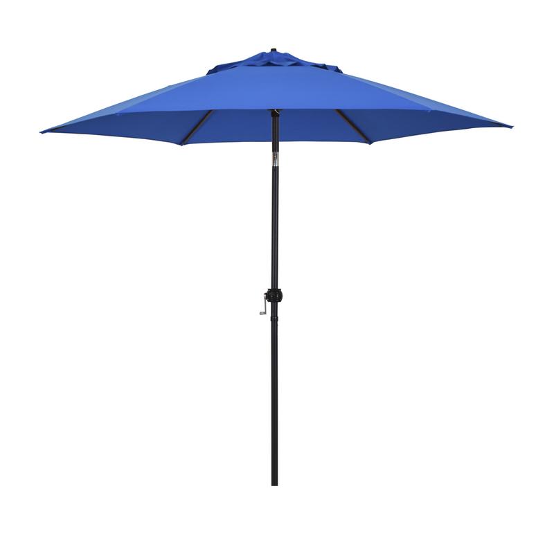 9 Ft Steel Market Umbrella With Push Tilt, Polyester - Pacific Blue
