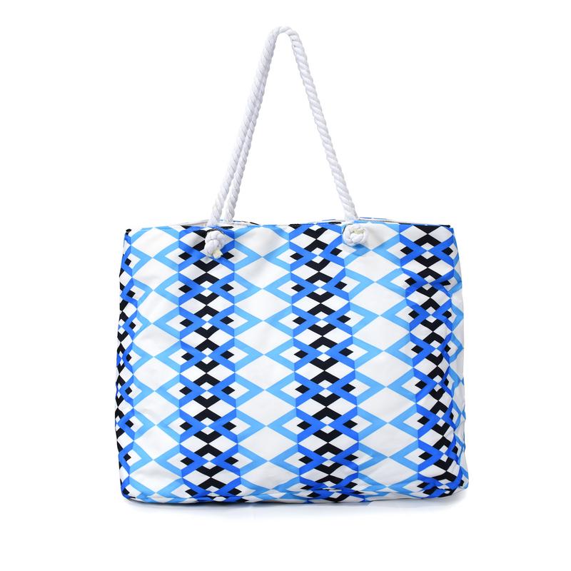 Bb10-p5-205 Tote Bag With Cotton Rope Handles, Azure Braid