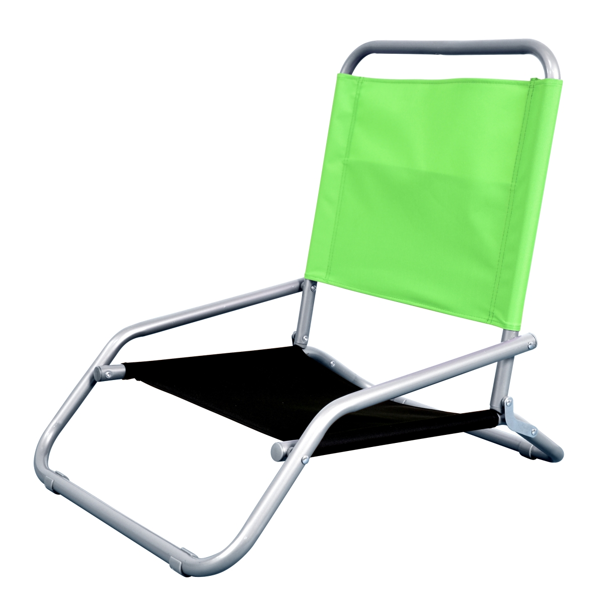 Bc11-p29-p34 Outdoor Silver Steel Frame Low Folding Portable Lightweight Beach Chair In Green & Black, 23.5 X 19 X 26 In.