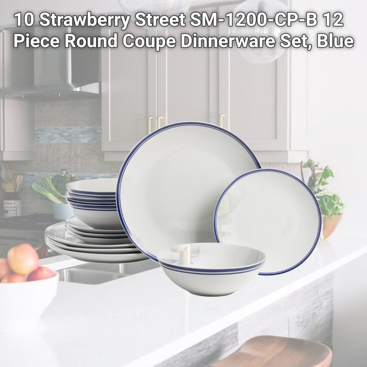 Picture of 10 Strawberry Street SM-1200-CP-B 12 Piece Round Coupe Dinnerware Set, Blue