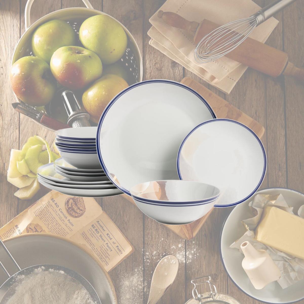 Picture of 10 Strawberry Street SM-1200-CP-B 12 Piece Round Coupe Dinnerware Set, Blue