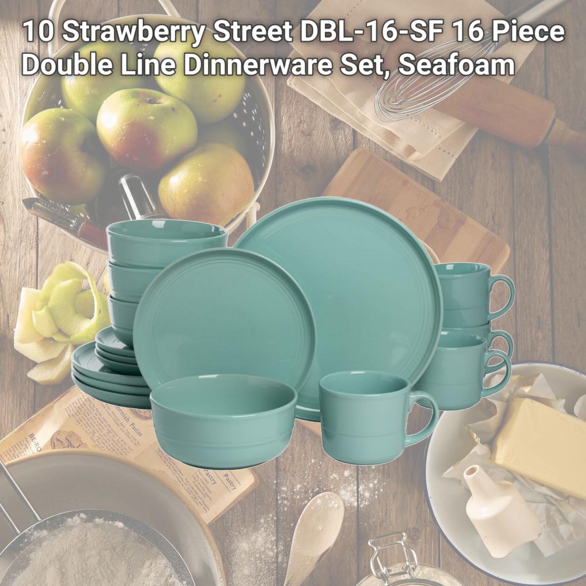 Picture of 10 Strawberry Street DBL-16-SF 16 Piece Double Line Dinnerware Set, Seafoam