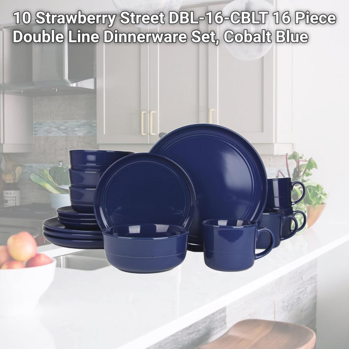Picture of 10 Strawberry Street DBL-16-CBLT 16 Piece Double Line Dinnerware Set, Cobalt Blue