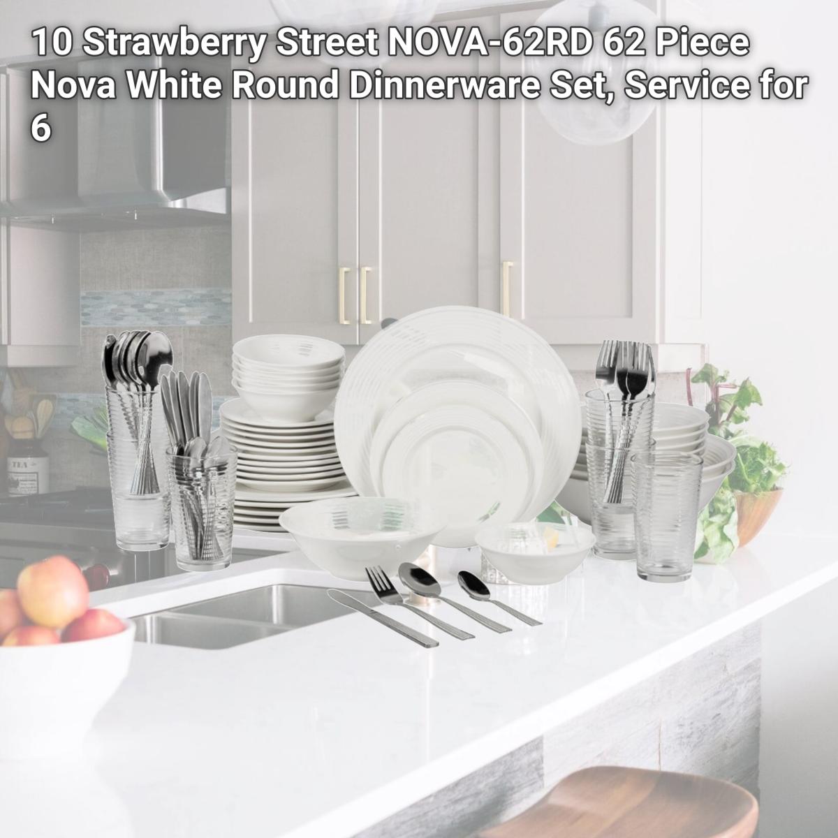 Picture of 10 Strawberry Street NOVA-62RD 62 Piece Nova White Round Dinnerware Set, Service for 6