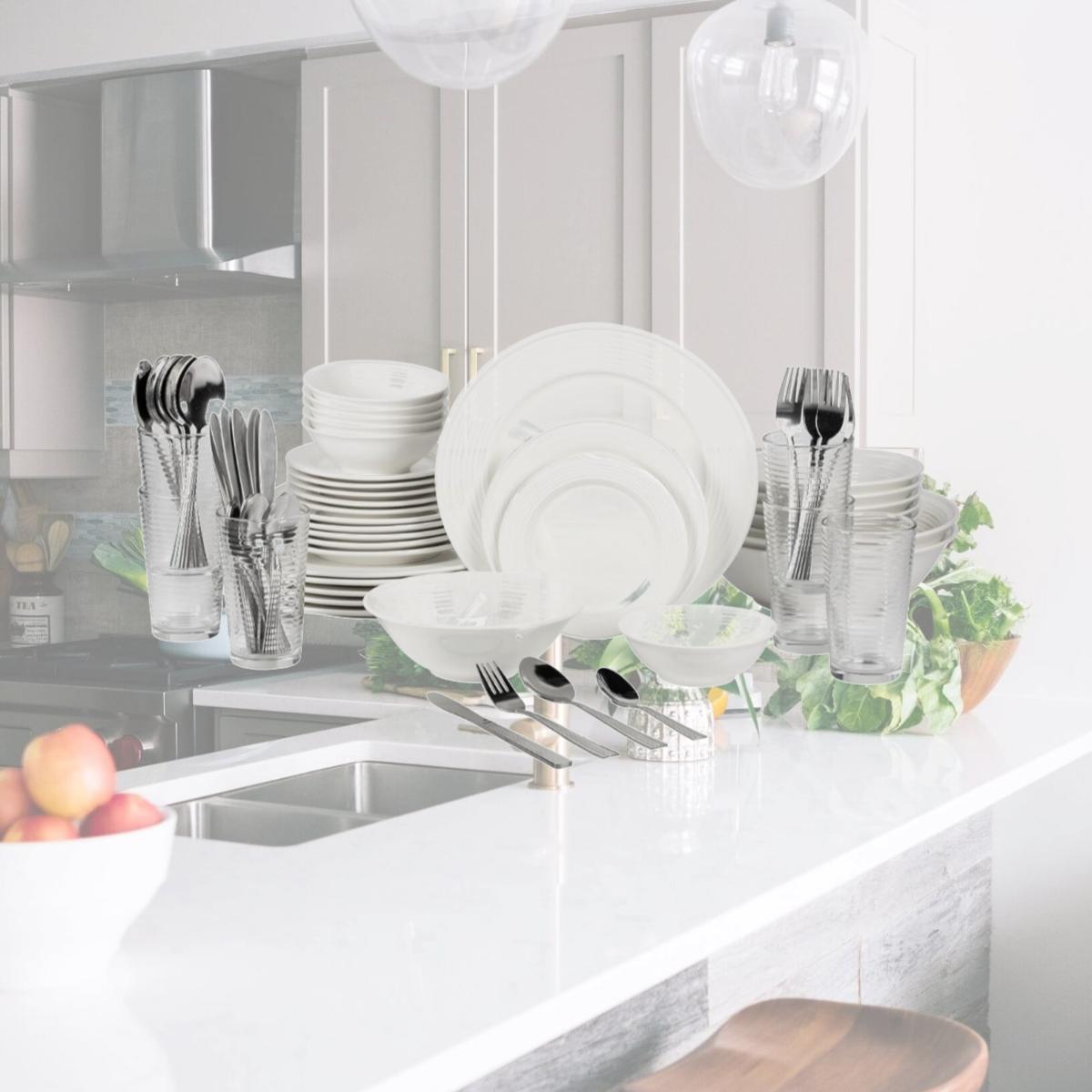Picture of 10 Strawberry Street NOVA-62RD 62 Piece Nova White Round Dinnerware Set, Service for 6