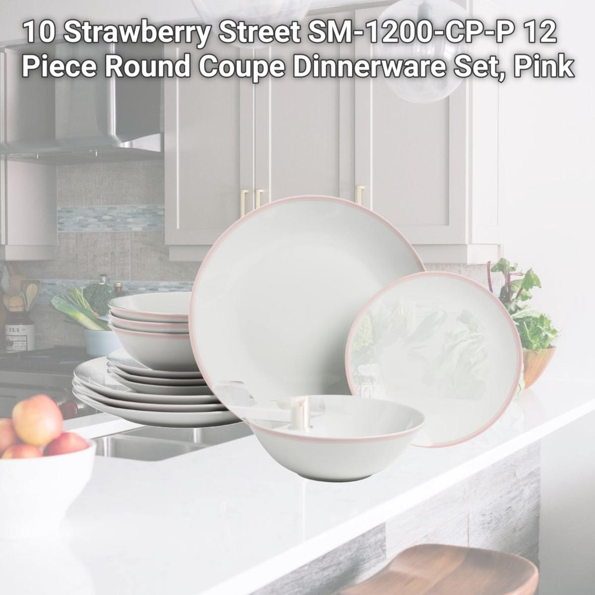 Picture of 10 Strawberry Street SM-1200-CP-P 12 Piece Round Coupe Dinnerware Set, Pink