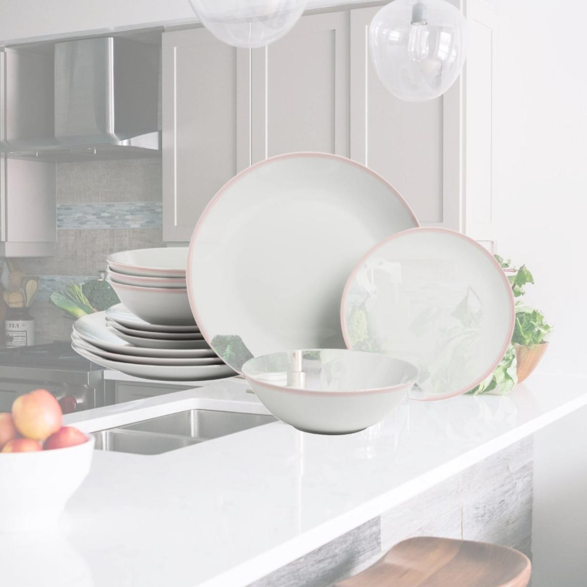 Picture of 10 Strawberry Street SM-1200-CP-P 12 Piece Round Coupe Dinnerware Set, Pink