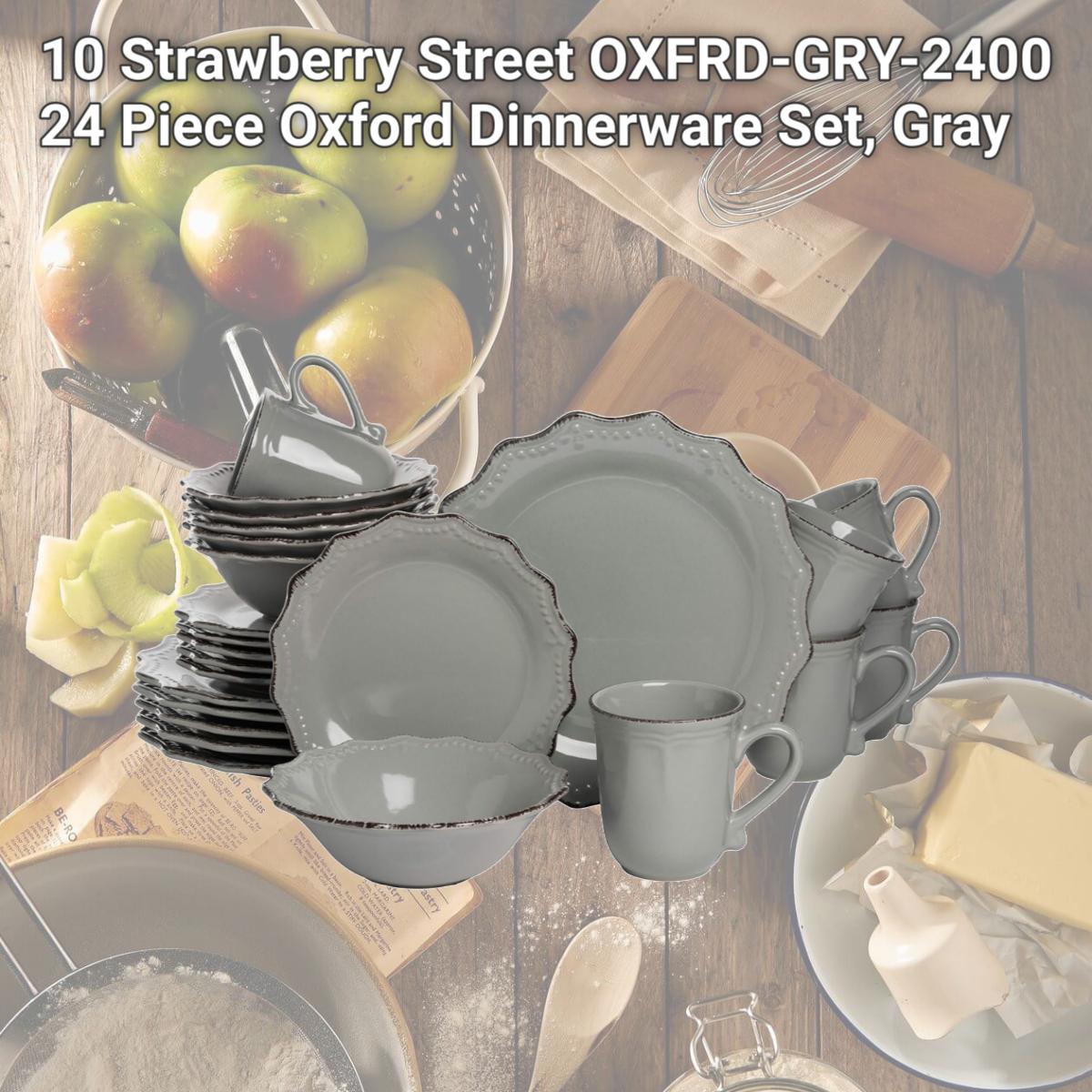 Picture of 10 Strawberry Street OXFRD-GRY-2400 24 Piece Oxford Dinnerware Set, Gray