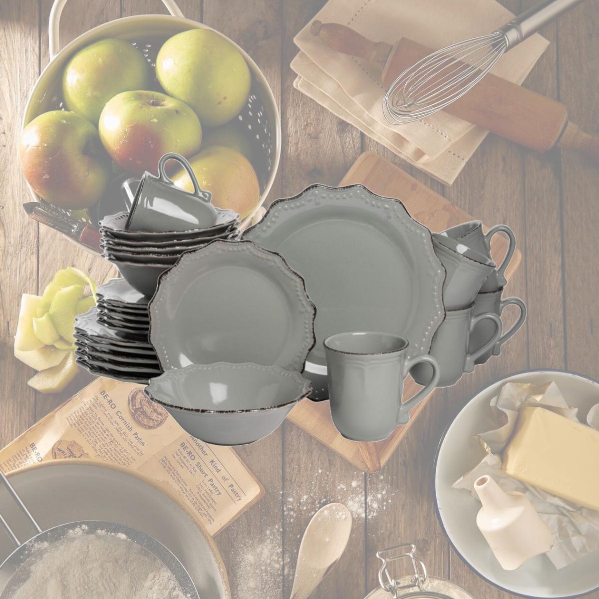 Picture of 10 Strawberry Street OXFRD-GRY-2400 24 Piece Oxford Dinnerware Set, Gray