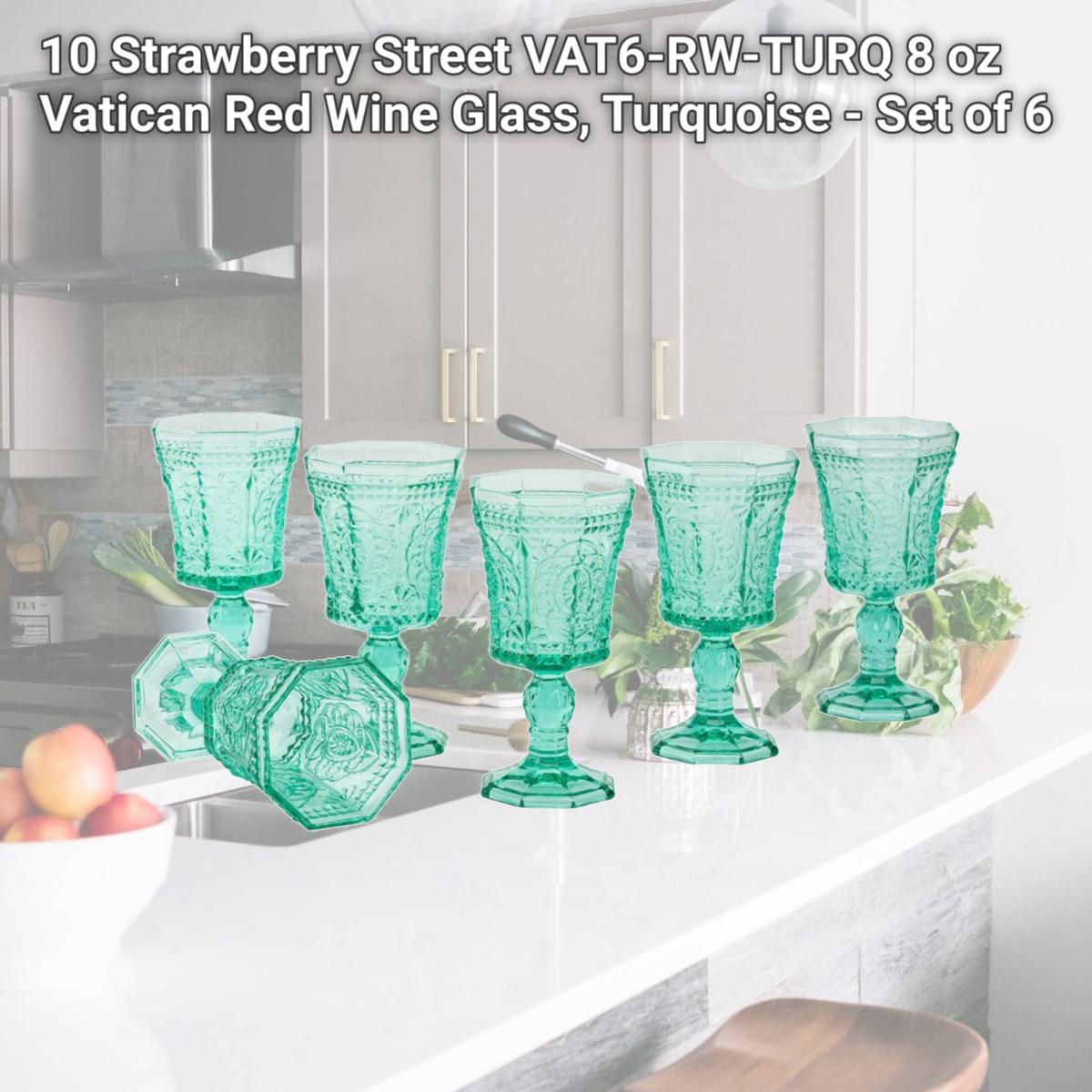 Picture of 10 Strawberry Street VAT6-RW-TURQ 8 oz Vatican Red Wine Glass, Turquoise - Set of 6